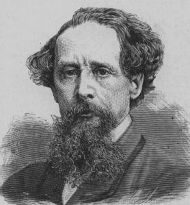 Charles Dickens s dlhou bradou a dlhšími vlasmi